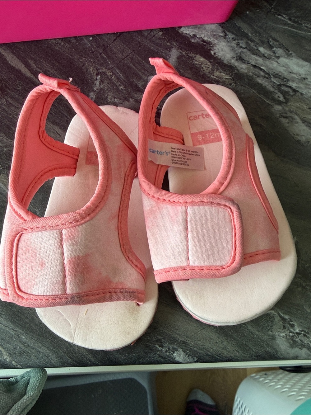 Carter's Coral Pink Baby Water Sandals with Velcro Straps